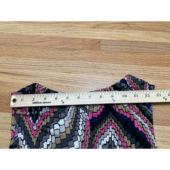 Trina Turk Women's 2 Black Dress Silk Mini Ruffled Chevron Cocktail Romantic - Picture 8 of 9